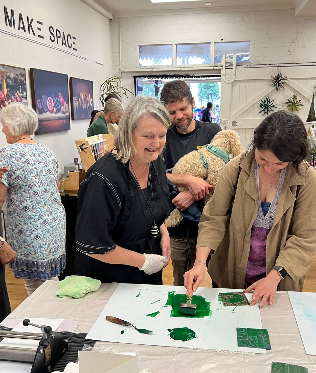 Make Space, Lino Printing Workshop 2024, Photo: Amanda Donohue